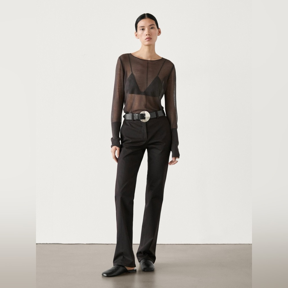 Massimo Dutti Low-rise slim fit trousers in Chocolate Brown NWT